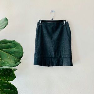Charcoal gray pencil skirt w/ pleated edge detail